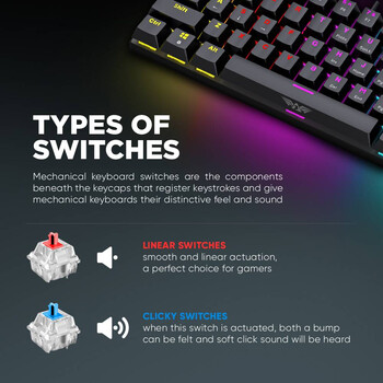ARMAGGEDDON 61-KEYS WIRED MECH KEYBOARD BL.SW. MKA-1C CORE CLICKY BLACK