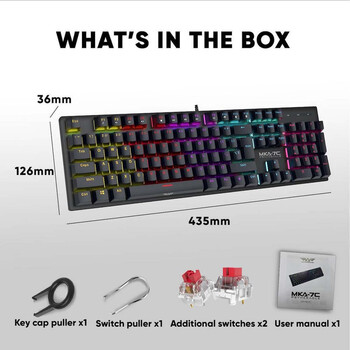 ARMAGGEDDON MECHANICAL HOT-SWAP KEYBOARD 12FX BACKLIGHT BLUE SWITCH MKA-7C 2024 BLACK CLICKY