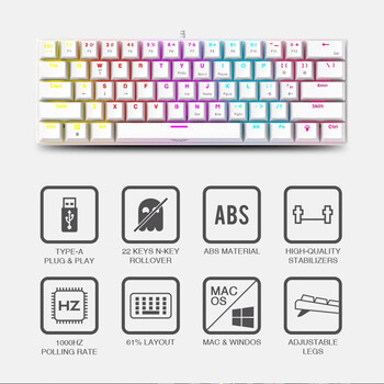 ARMAGGEDDON MECHANICAL HOT-SWAP KEYBOARD 12FX BACKLIGHT RED SWITCH MKA-7C 2024 WHITE LINEAR