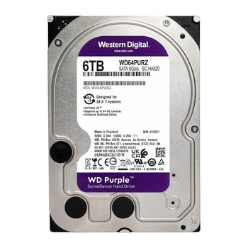 WD σκληρός δίσκος 3.5" Purple Surveillance 6TB, 256MB, 5400RPM, SATA III