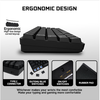 ARMAGGEDDON MECH KEYBOARD BLUETOOTH/WIRED STARLING BLK