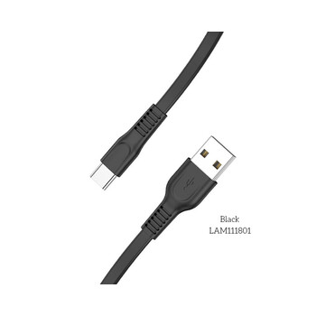 LAMTECH TYPE-C FLAT CHARGING CABLE 1M BLACK