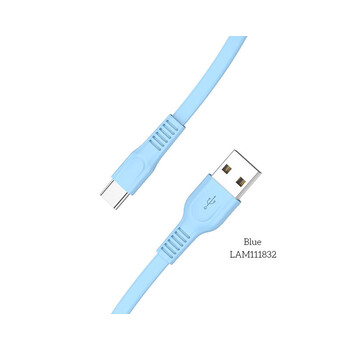 LAMTECH TYPE-C FLAT CHARGING CABLE 1M BLUE