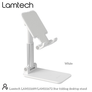 LAMTECH 2IN1 FOLDING DESKTOP STAND FOR SMARTPHONES AND TABLETS WHITE