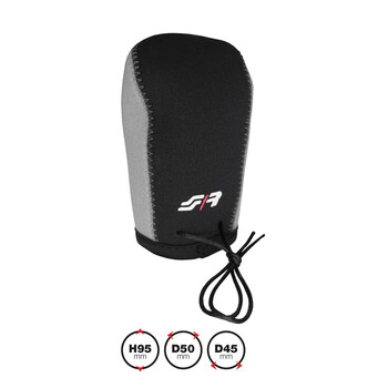 SRGKCG . ΚΑΛΥΜΜΑ ΓΙΑ ΠΟΜΟΛΟ ΤΑΧΥΤΗΤΩΝ GEAR KNOB COVER ΜΑΥΡΟ/ΓΚΡΙ ΜΙΚΡΟΦΙΜΠΡΑ 95x45mm SIMONI RACING - 1 TEM.