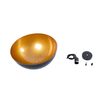 GLOBOSTAR® LUNE 01341 Μοντέρνο Κρεμαστό Φωτιστικό Οροφής με Ντουί 1 x E27 AC 220-240V IP20 - Μαύρο & Χρυσό - Μ40 x Π40 x Υ20cm