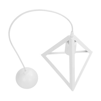 GloboStar® TRIANGLE 203-0163 Μοντέρνο Κρεμαστό Φωτιστικό Καμπάνα Μονόφωτο 1 x E27 IP20 Λευκό Πλαστικό - Μ24 x Π24 x Υ22cm