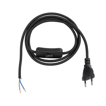 GLOBOSTAR® WHIP 77669 Μοντέρνο DIY Φωτιστικό με Υφασμάτινο Καλώδιο, Ντουί 1 x E27 & Διακόπτη On/Off AC 220-240V IP20 - Μαύρο - Μ140 x Π2.7 x Υ1.9cm