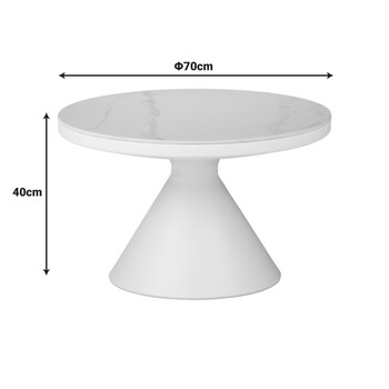 Βοηθητικά τραπέζια Coozlin Inart sintered stone σε απόχρωση λευκό μαρμάρου με λευκό μέταλλο