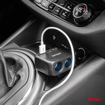 04357/AM ΑΝΤΑΠΤΟΡΑΣ ΑΝΑΠΤΗΡΑ 12/24V 100W ΜΑΥΡΟΣ/2 ΘΕΣΕΙΣ/1xUSB-A+1xUSB-C/ΠΕΡΙΣΤΡΟΦΗ 180 ΜΟΙΡΩΝ ΑΜΙΟ - 1 ΤΕΜ.