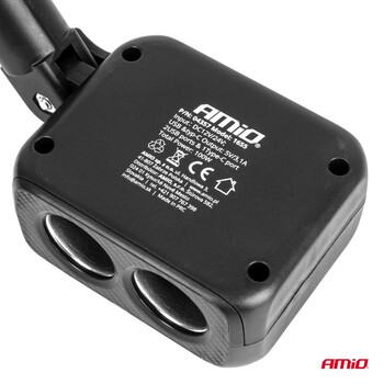 04357/AM ΑΝΤΑΠΤΟΡΑΣ ΑΝΑΠΤΗΡΑ 12/24V 100W ΜΑΥΡΟΣ/2 ΘΕΣΕΙΣ/1xUSB-A+1xUSB-C/ΠΕΡΙΣΤΡΟΦΗ 180 ΜΟΙΡΩΝ ΑΜΙΟ - 1 ΤΕΜ.