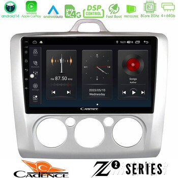 Cadence z2 Series 8core Android14 4+64gb  Ford Focus Manual ac Navigation Multimedia Tablet 9" με Carplay & Android Auto u-z2-Fd0041m