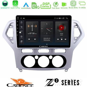 Cadence z2 Series 8core Android14 4+64gb  Ford Mondeo 2007-2010 Manual a/c Navigation Multimedia Tablet 10" με Carplay & Android Auto u-z2-Fd0919