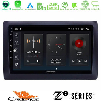 Cadence z2 Series 8core Android14 4+64gb  Fiat Stilo Navigation Multimedia Tablet 9" με Carplay & Android Auto u-z2-Ft0824