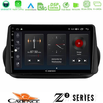 Cadence z2 Series 8core Android14 4+64gb  Fiat Fiorino/citroen Nemo/peugeot Bipper Navigation Multimedia Tablet 9" με Carplay & Android Auto u-z2-Ft1025