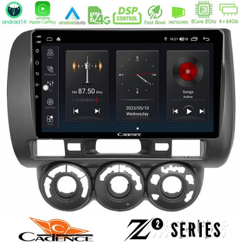 Cadence z2 Series 8core Android14 4+64gb  Honda Jazz 2002-2008 (Manual A/c) Navigation Multimedia Tablet 9" με Carplay & Android Auto u-z2-Hd0589