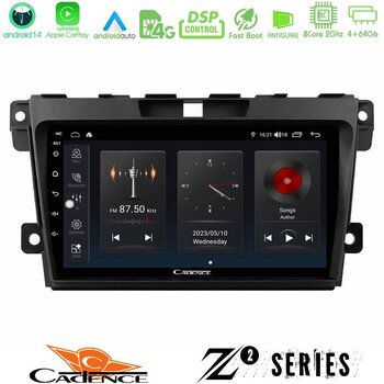 Cadence z2 Series 8core Android14 4+64gb  Mazda cx-7 2007-2011 Navigation Multimedia Tablet 9" με Carplay & Android Auto u-z2-Mz968