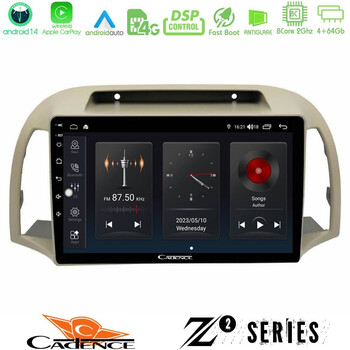 Cadence z2 Series 8core Android14 4+64gb  Nissan Micra k12 2002-2010 Navigation Multimedia Tablet 9" με Carplay & Android Auto u-z2-Ns0012