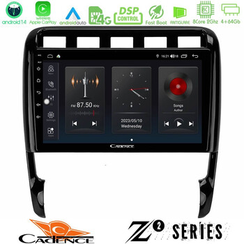 Cadence z2 Series 8core Android14 4+64gb  Porsche Cayenne 2003-2010 Navigation Multimedia Tablet 9" με Carplay & Android Auto u-z2-Pc0956