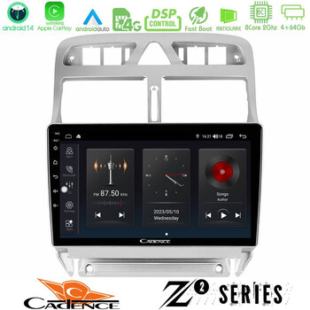 Cadence z2 Series 8core Android14 4+64gb  Peugeot 307 2002-2008 Navigation Multimedia Tablet 9" με Carplay & Android Auto u-z2-Pg0655