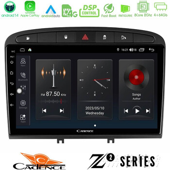 Cadence z2 Series 8core Android14 4+64gb  Peugeot 308/rcz Navigation Multimedia Tablet 9" με Carplay & Android Auto u-z2-Pg705b