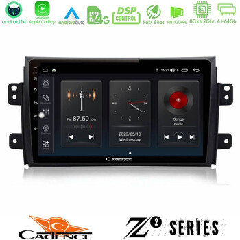 Cadence z2 Series 8core Android14 4+64gb  Suzuki sx4 2006-2014 Fiat Sedici 2006-2014 Navigation Multimedia Tablet 9" με Carplay & Android Auto u-z2-Sz0649