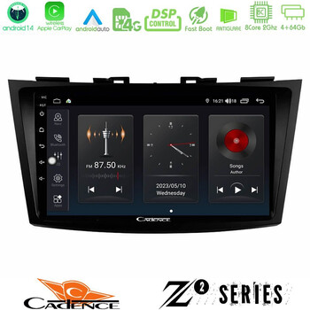 Cadence z2 Series 8core Android14 4+64gb  Suzuki Swift 2011-2016 Navigation Multimedia Tablet 9" με Carplay & Android Auto u-z2-Sz523