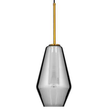 GloboStar® AMARIS 00874 Μοντέρνο Κρεμαστό Φωτιστικό Οροφής Μονόφωτο Γυάλινο Φιμέ Νίκελ Φ17 x Υ30cm