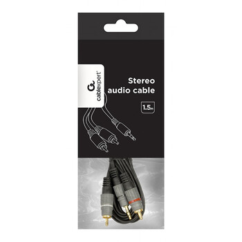 CABLXPERT 3,5MM STEREO PLUG TO 2*RCA PLUGS 1,5M CABLE GOLD-PLATD CONNECTORS