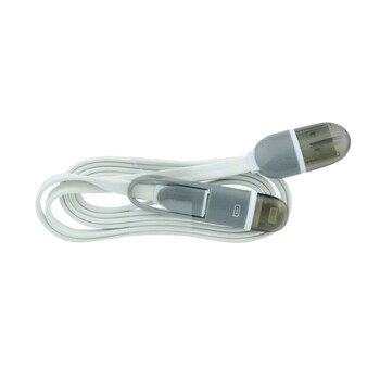 BK-4656 . USB Καλώδιο 2 σε 1 - iPhone 5/6/iPad+Micro USB 1m άσπρο