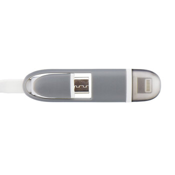 BK-4656 . USB Καλώδιο 2 σε 1 - iPhone 5/6/iPad+Micro USB 1m άσπρο
