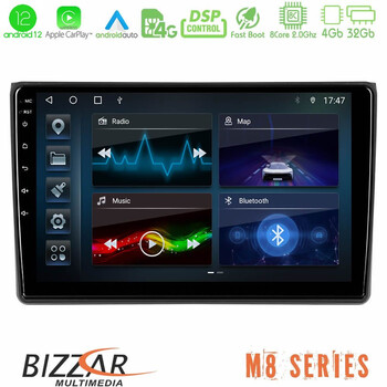 Bizzar m8 Series Audi a4 b7 8core Android12 4+32gb Navigation Multimedia Tablet 9&quot; u-m8-Au0827
