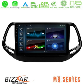 Bizzar m8 Series Jeep Compass 2017&gt; 8core Android12 4+32gb Navigation Multimedia Tablet 10&quot; u-m8-Jp0143