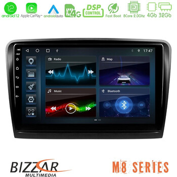 Bizzar m8 Series Skoda Superb 2008-2015 8core Android12 4+32gb Navigation Multimedia Tablet 9&quot; u-m8-Sk0817
