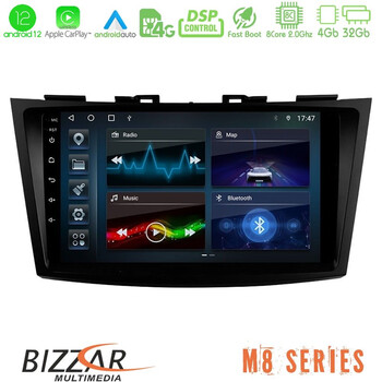 Bizzar m8 Series Suzuki Swift 2011-2016 8core Android12 4+32gb Navigation Multimedia Tablet 9&quot; u-m8-Sz523