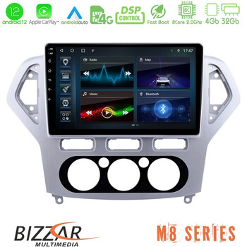 Bizzar m8 Series Ford Mondeo 2007-2010 Manual a/c 8core Android12 4+32gb Navigation Multimedia Tablet 10&quot; u-m8-Fd0919