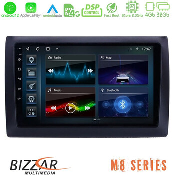 Bizzar m8 Series Fiat Stilo 8core Android12 4+32gb Navigation Multimedia Tablet 9&quot; u-m8-Ft037n