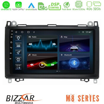 Bizzar m8 Series Mercedes A/b/vito/sprinter Class 8core Android12 4+32gb Navigation Multimedia 9&quot; u-m8-Mb0759