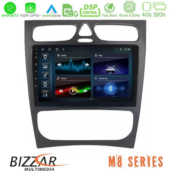 Bizzar m8 Series Mercedes c Class (W203) 8core Android12 4+32gb Navigation Multimedia Tablet 9&quot; u-m8-Mb0925