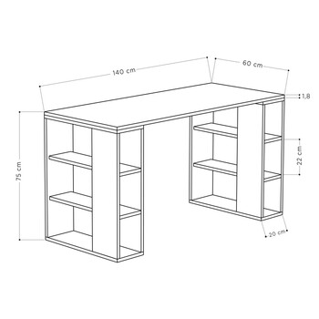 Γραφείο Colmar pakoworld σε oak απόχρωση 140x60x75εκ
