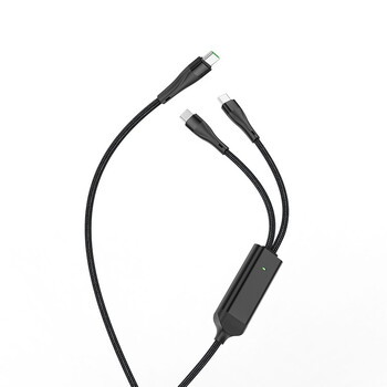 Καλώδιο σύνδεσης Hoco U102 Super 100W 2 σε 1 USB-C σε 2χUSB-C για Γρήγορη Φόρτιση 20V/5A Μαύρο 1.2m