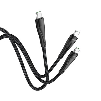 Καλώδιο σύνδεσης Hoco U102 Super 100W 2 σε 1 USB-C σε 2χUSB-C για Γρήγορη Φόρτιση 20V/5A Μαύρο 1.2m