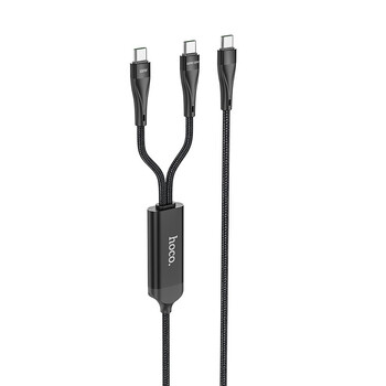 Καλώδιο σύνδεσης Hoco U102 Super 100W 2 σε 1 USB-C σε 2χUSB-C για Γρήγορη Φόρτιση 20V/5A Μαύρο 1.2m