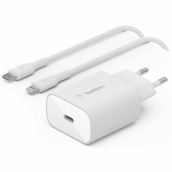 Belkin WCA004vf1MWH-B5 BOOST↑CHARGE™ USB-C PD 3.0 PPS Wall Charger 25W + USB-C to Lightning Cable