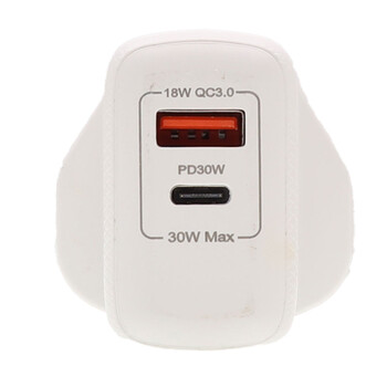 LAMTECH 2-IN-1 EU/UK CHARGER USB QC3.0/TYPE-C WITH ADAPTER 30W