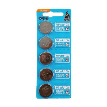 Buttoncell Vinnic CR2025 3V Τεμ. 5 με Διάτρητη Συσκευασία