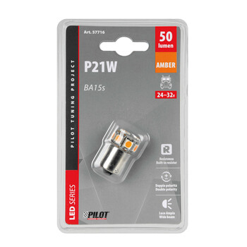 L5771.6 . P21W 24/32V Ba15s 50lm 10xSMDx1CHIP LED CAN-BUS (ΦΟΥΝΤΟΥΚΙ) ΠΟΡΤΟΚΑΛΙ ΔΙΑΘΛΑΣΗΣ BLISTER​ LAMPA - 1 TEM.