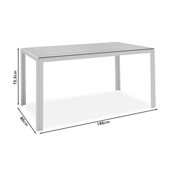 Τραπεζαρία Zacreta-Nares σετ 5τεμ pakoworld λευκό-φυσικό 140x80x72.5εκ