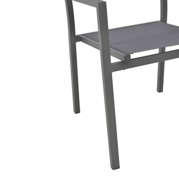 Πολυθρόνα Moly pakoworld  ανθρακί αλουμίνιο-textilene 61x56.5x87.5εκ