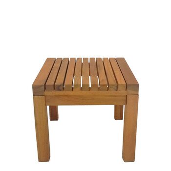 Τραπεζάκι ξαπλώστρας Poly pakoworld teak ξύλο σε φυσική απόχρωση 35x35x30εκ